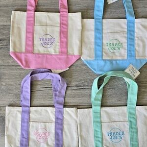 Trader Joe’s Tote Bag Set - Pink, Blue, Purple, Green